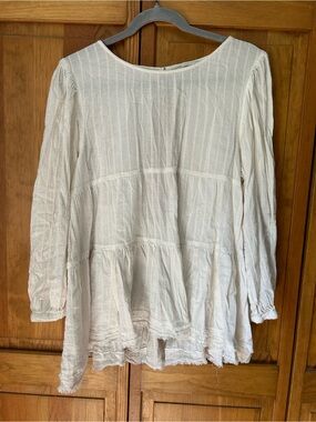 American Eagle Outfitters Cream Gauze Peasant Tunic